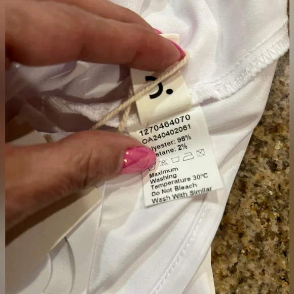 COMMENSE Semi-Sheer Contrast Trim Tie-Front Long Dress COLOR - White size Small - Picture 8 of 11